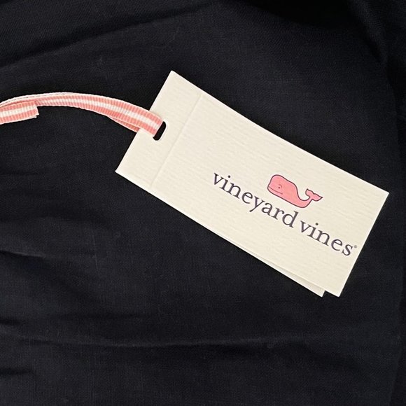 Vineyard Vines 2X Navy Linen Ruffle Sleeve Bathing Suit Swim Coverup NWT - Picture 6 of 8